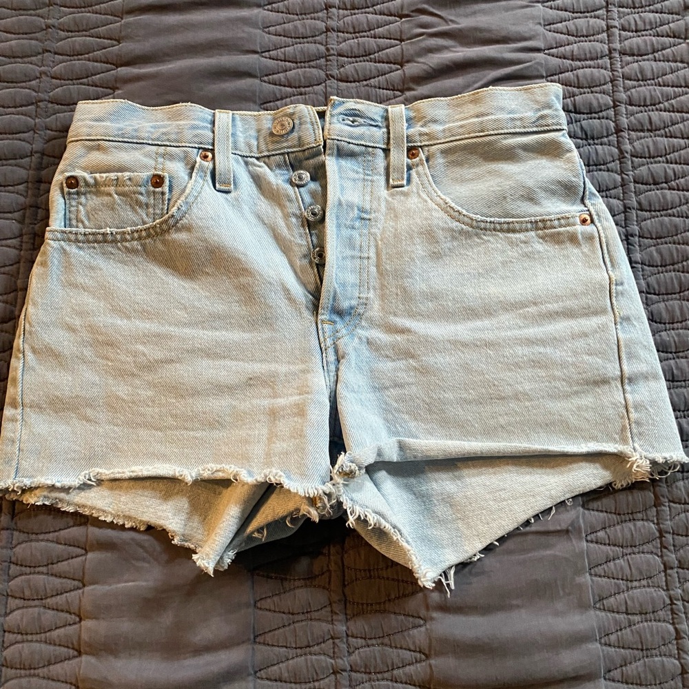 Levi's Light Blue Buttonfly Jean Shorts for Women
